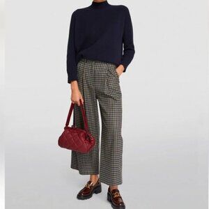 MAX MARA WEEKEND Wool-Cotton Check Trousers High Rise & Wide Leg SIZE 2